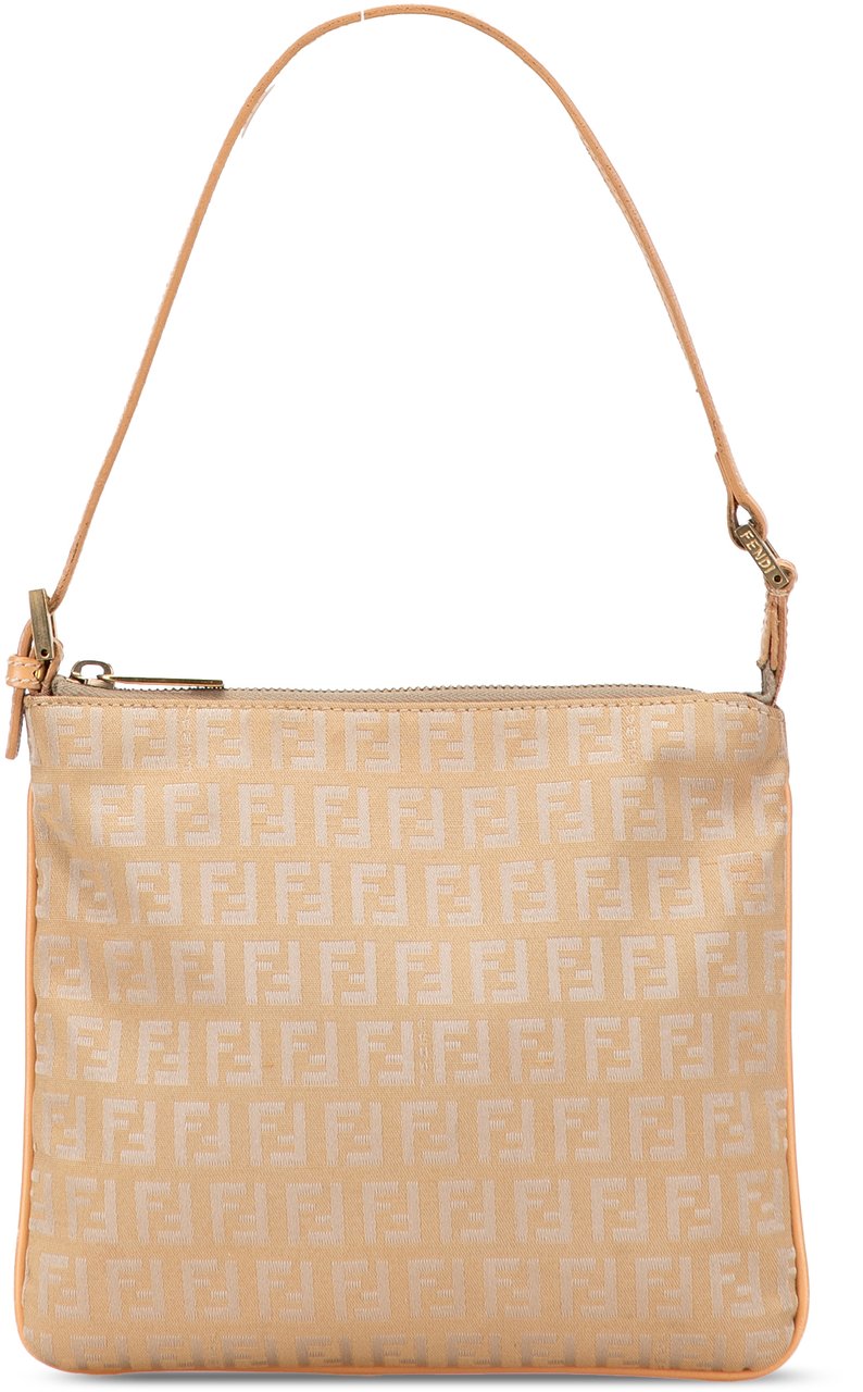 Fendi Zucchino Canvas Shoulder Bag Bruin