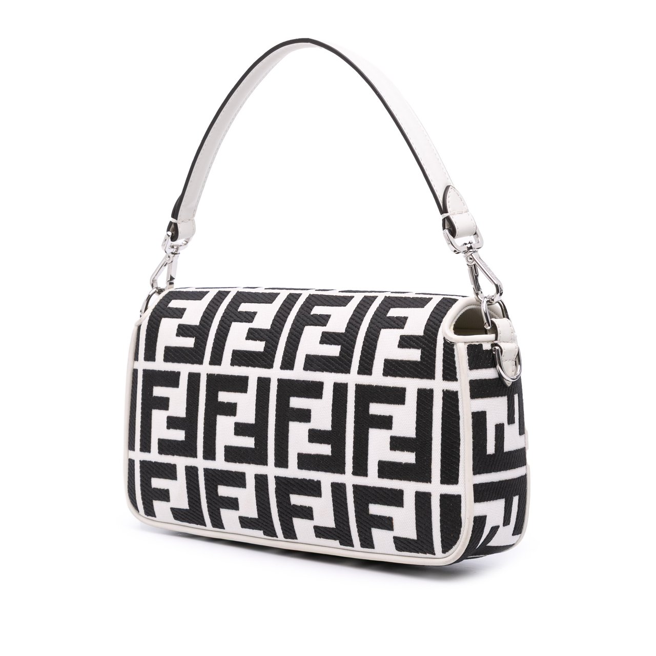 Fendi Zucca Embroidered Canvas Baguette Satchel Wit