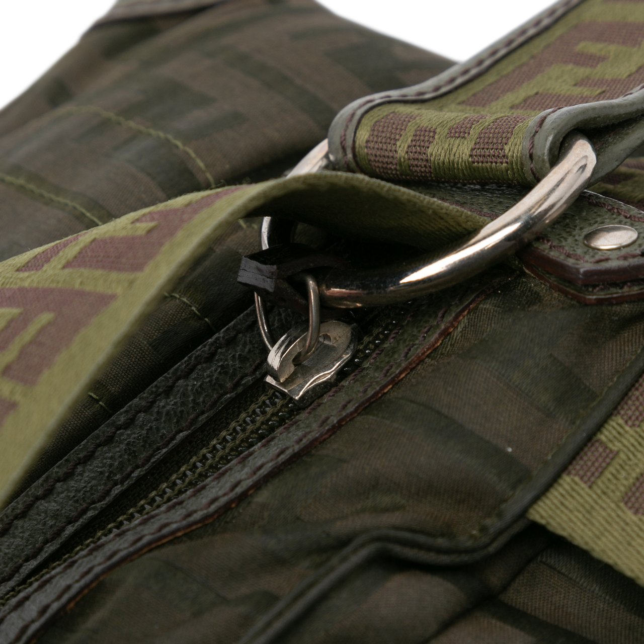 Fendi Zucca Nylon Zip Code Handbag Groen