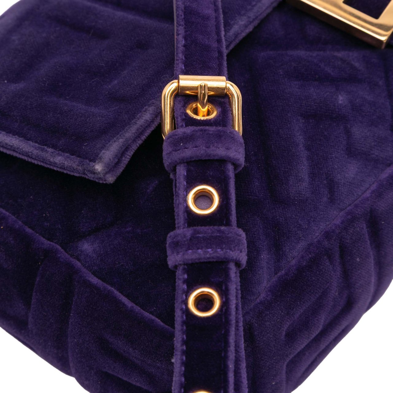 Fendi Zucca Embossed Velvet Baguette Satchel Paars