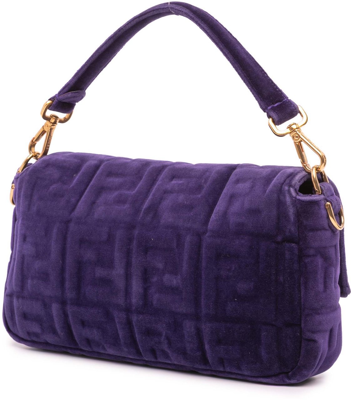 Fendi Zucca Embossed Velvet Baguette Satchel Paars