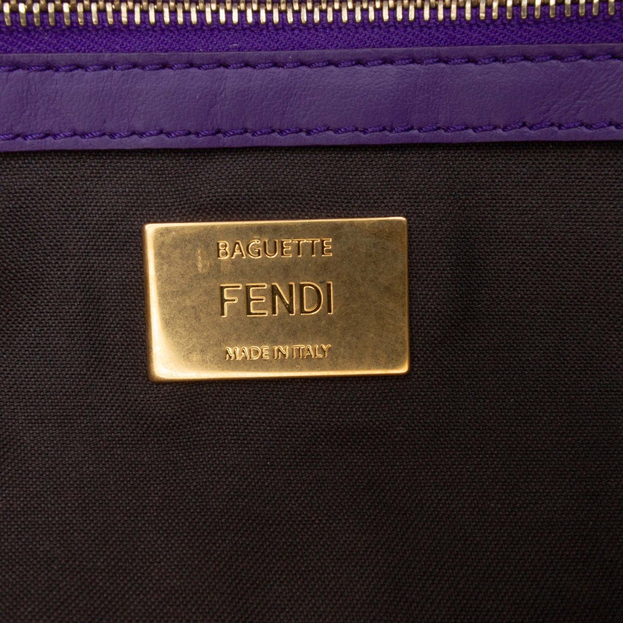 Fendi Zucca Embossed Velvet Baguette Satchel Paars