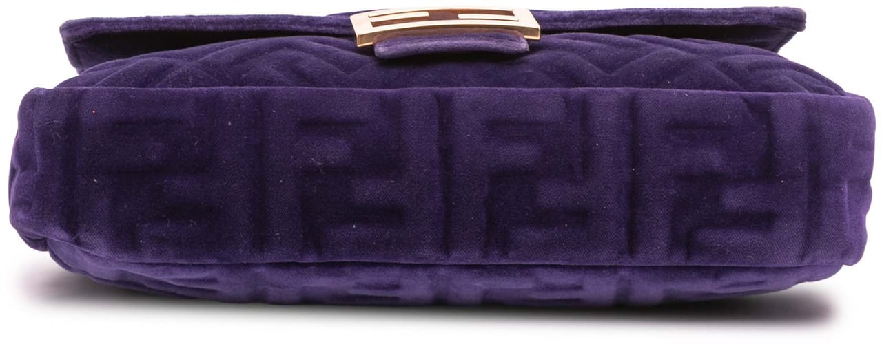 Fendi Zucca Embossed Velvet Baguette Satchel Paars