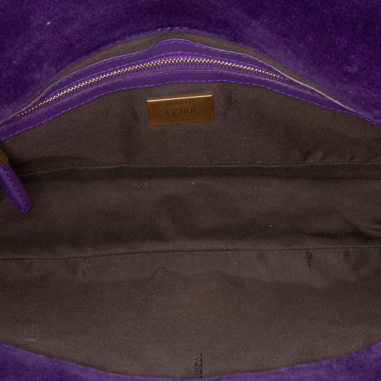 Fendi Zucca Embossed Velvet Baguette Satchel Paars