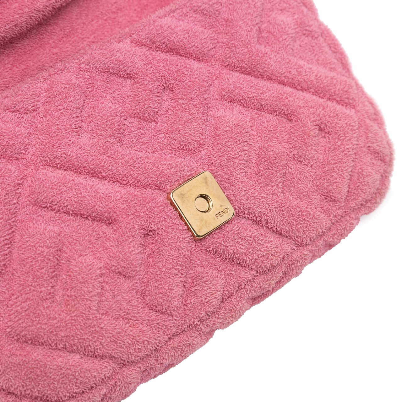 Fendi Embossed Terry Cloth FF 1974 Convertible Belt Baguette Roze