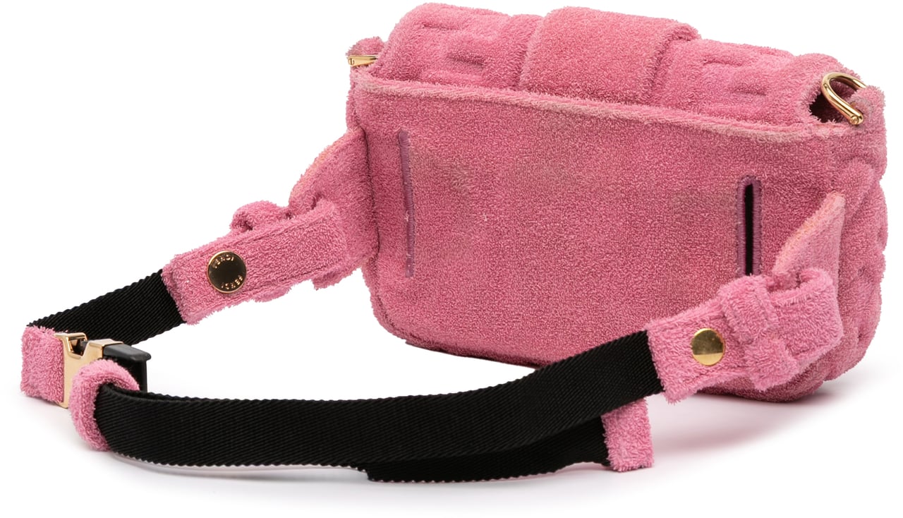 Fendi Embossed Terry Cloth FF 1974 Convertible Belt Baguette Roze