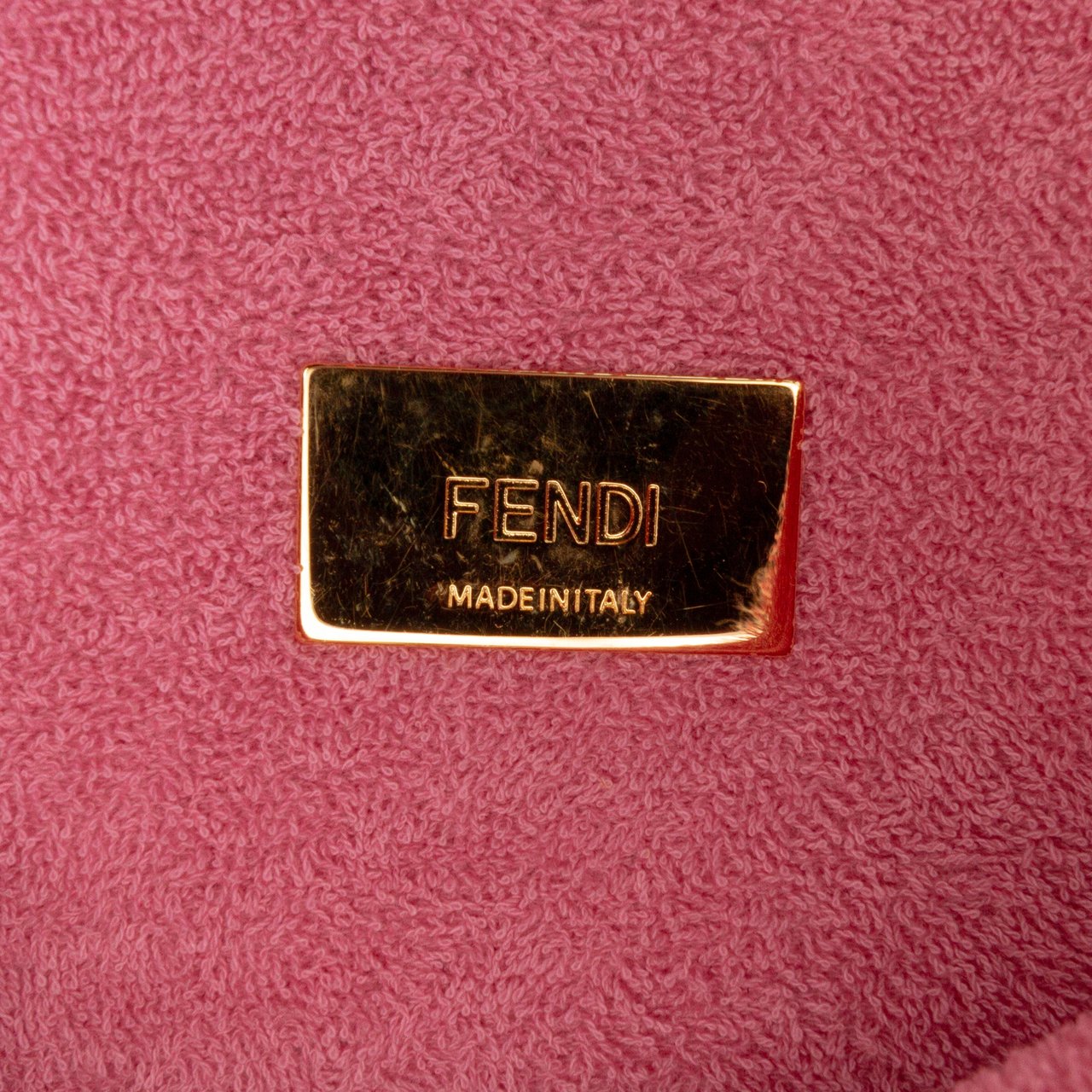 Fendi Embossed Terry Cloth FF 1974 Convertible Belt Baguette Roze