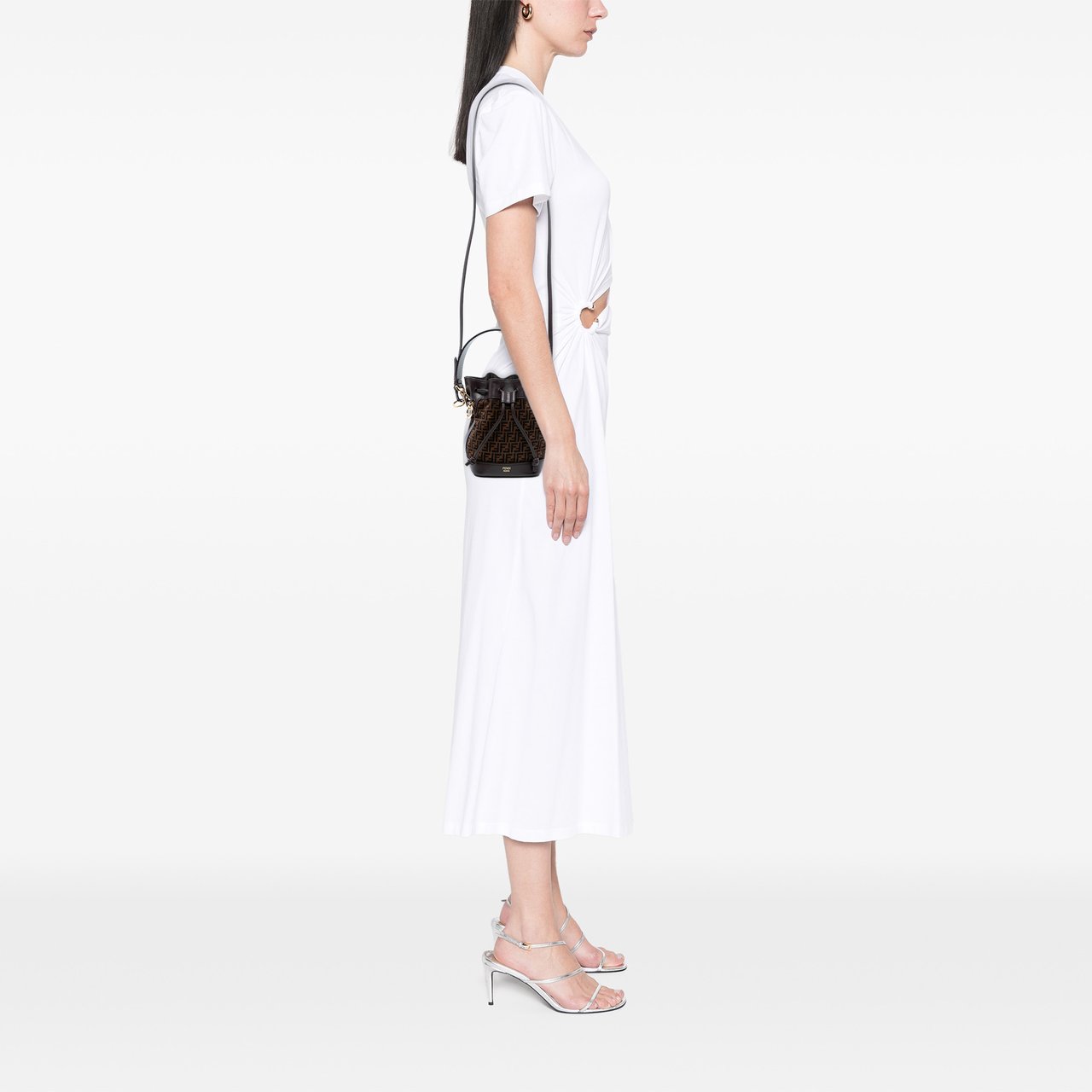 Fendi Mini Zucca Suede Mon Tresor Bucket Bag Bruin