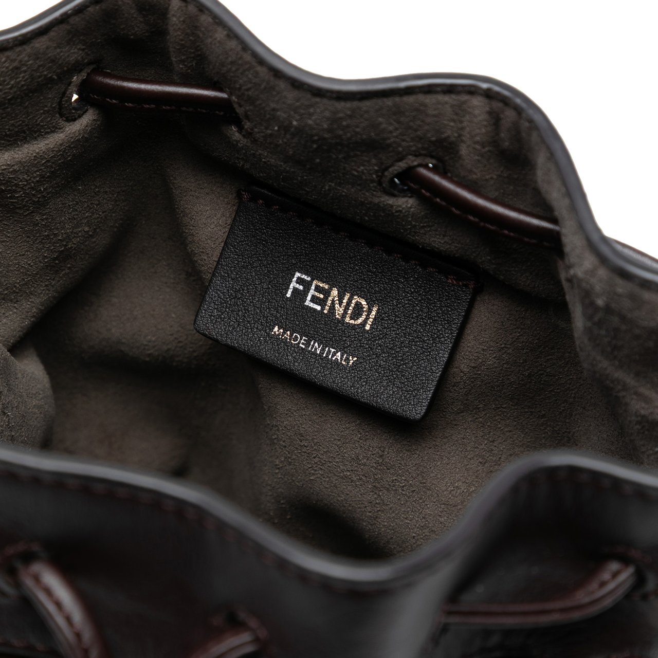 Fendi Mini Zucca Suede Mon Tresor Bucket Bag Bruin