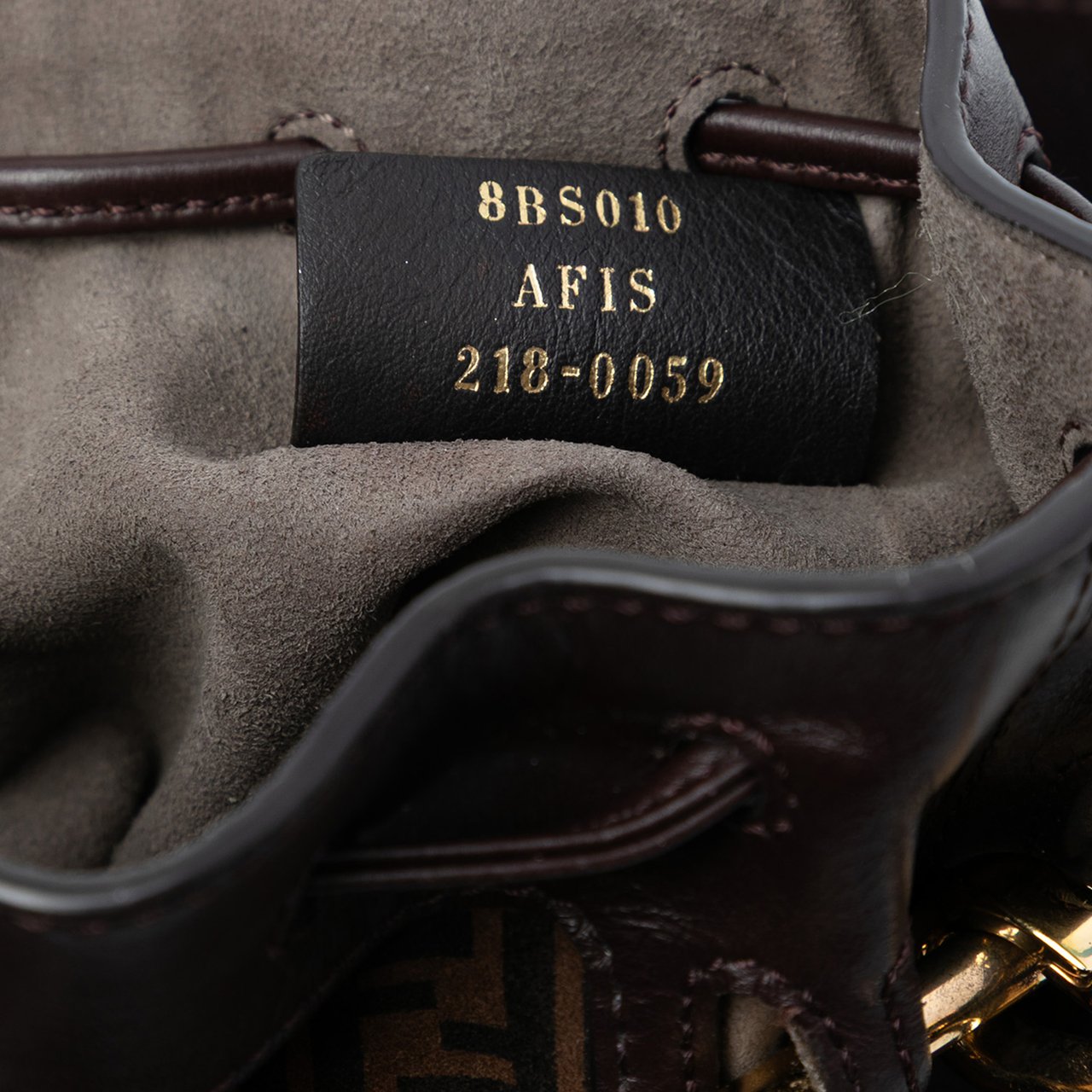 Fendi Mini Zucca Suede Mon Tresor Bucket Bag Bruin