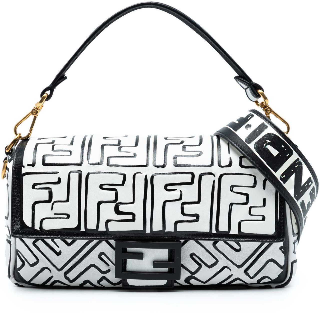 Fendi Joshua Vides California Sky Medium Embossed Leather Baguette Satchel Wit