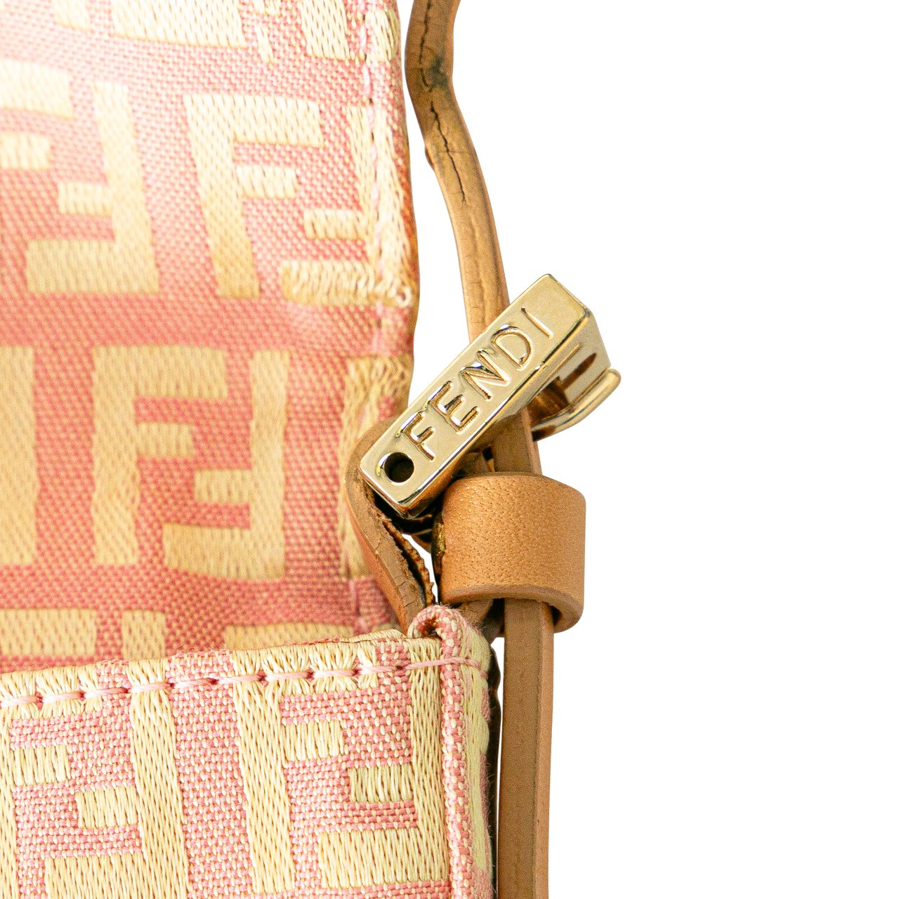 Fendi Mini Zucchino Canvas Baguette Roze