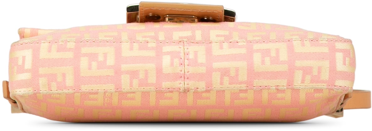 Fendi Mini Zucchino Canvas Baguette Roze