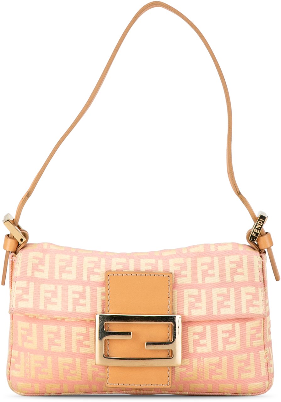 Fendi Mini Zucchino Canvas Baguette Roze