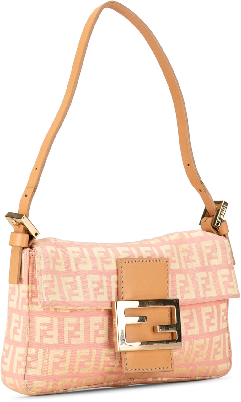 Fendi Mini Zucchino Canvas Baguette Roze