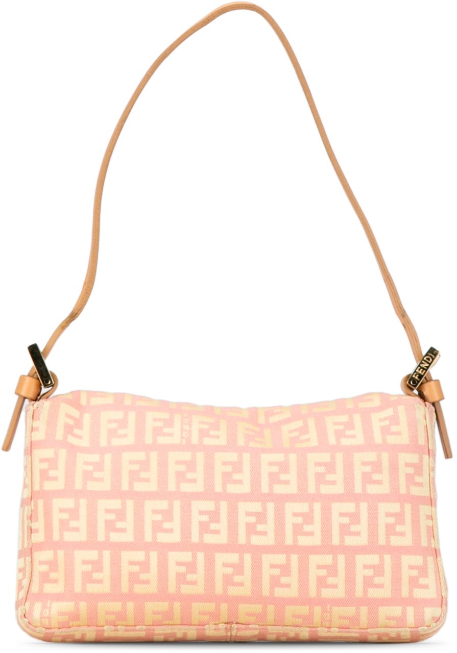 Fendi Mini Zucchino Canvas Baguette Roze