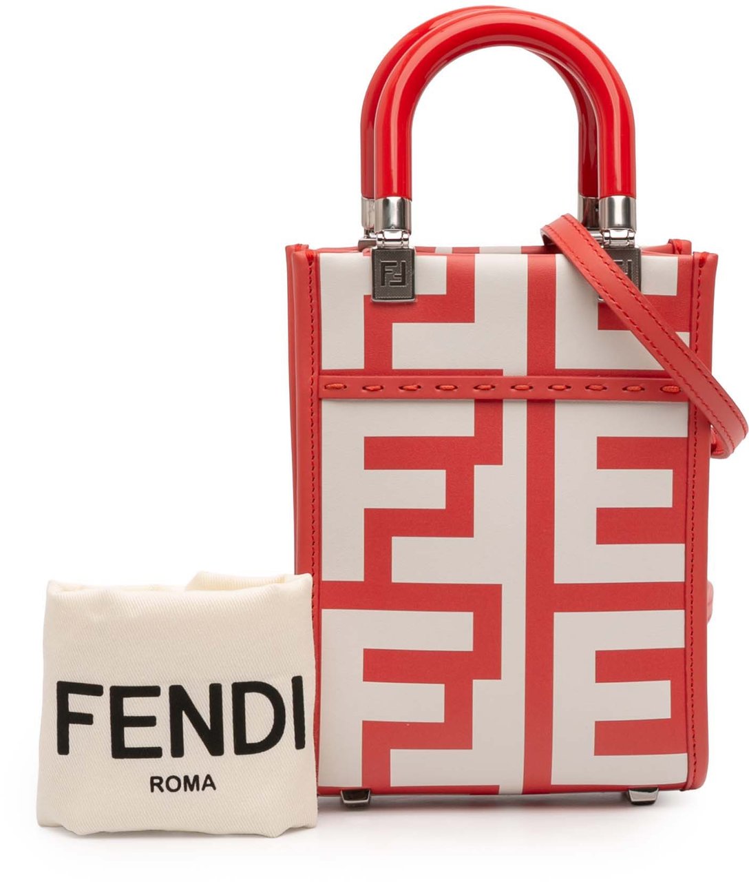 Fendi Marc Jacobs Mini Leather Sunshine Shopper Tote Wit