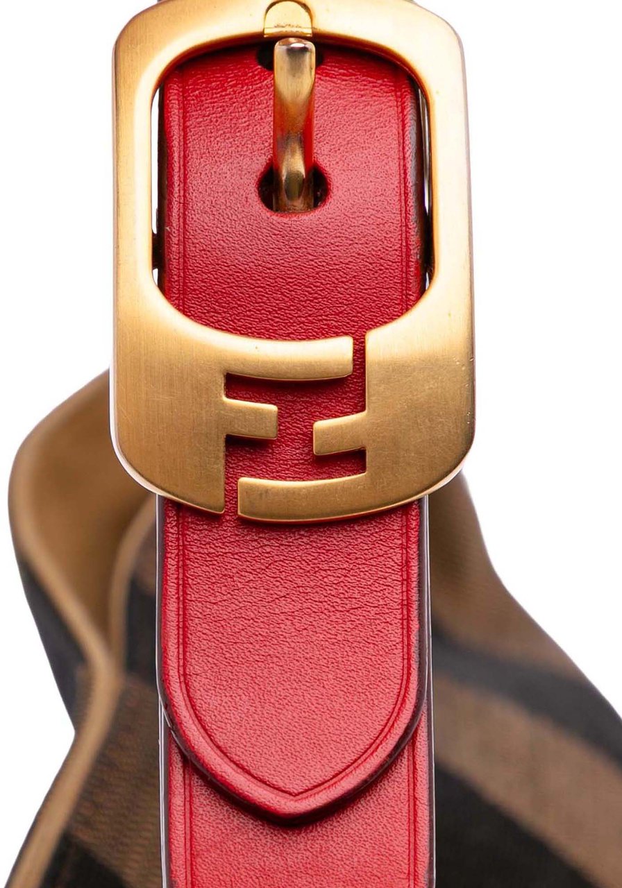 Fendi Canvas Pequin Shoulder Bag Bruin