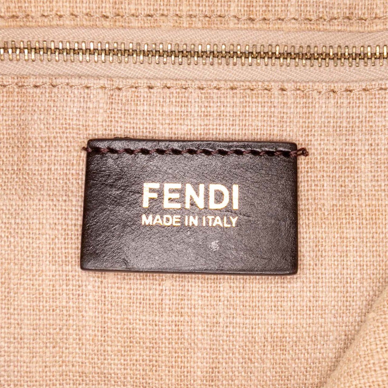 Fendi Canvas Pequin Shoulder Bag Bruin