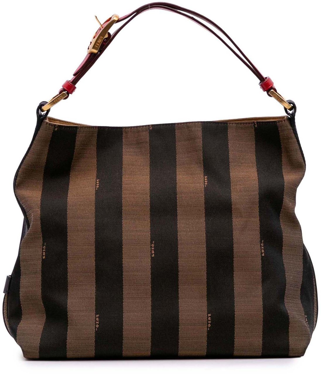 Fendi Canvas Pequin Shoulder Bag Bruin