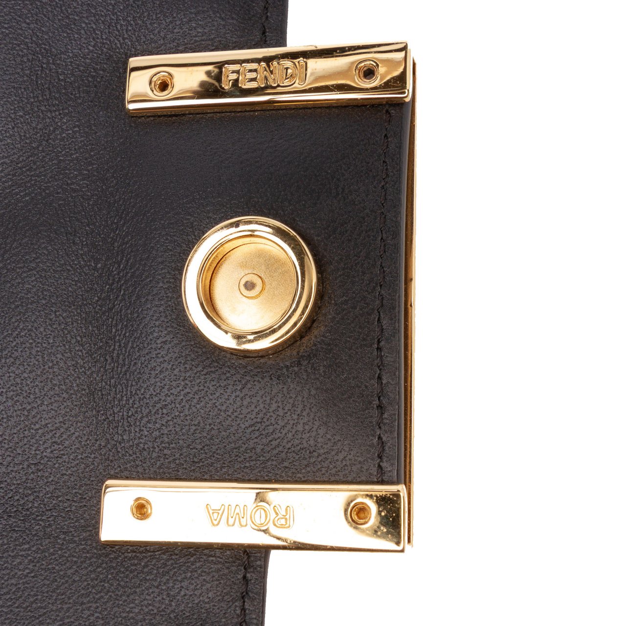 Fendi Zucca Embossed Leather Baguette Phone Pouch Satchel Zwart