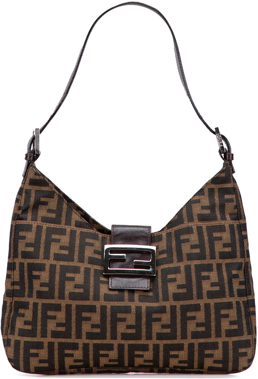 Fendi Zucca Canvas Shoulder Bag Bruin