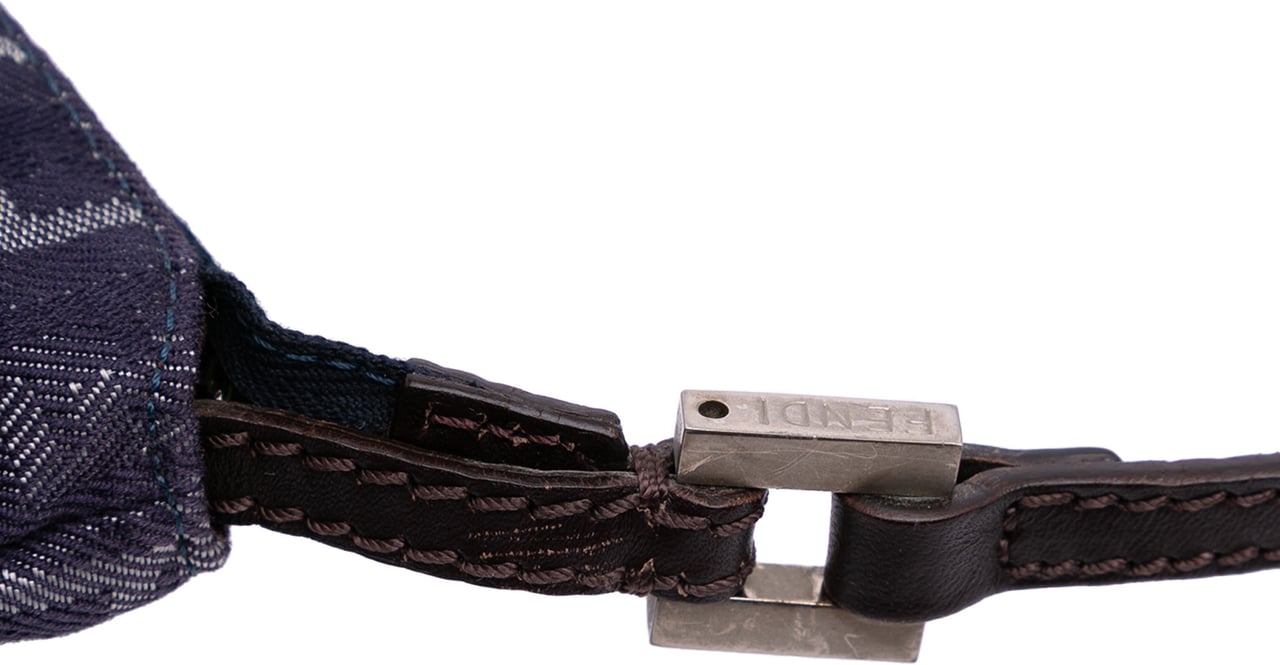 Fendi Zucchino Denim Crossbody Blauw