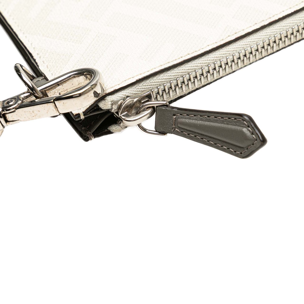 Fendi Zucca Coated Canvas FF 1974 Diagonal Vitello Liberty Clutch Wit