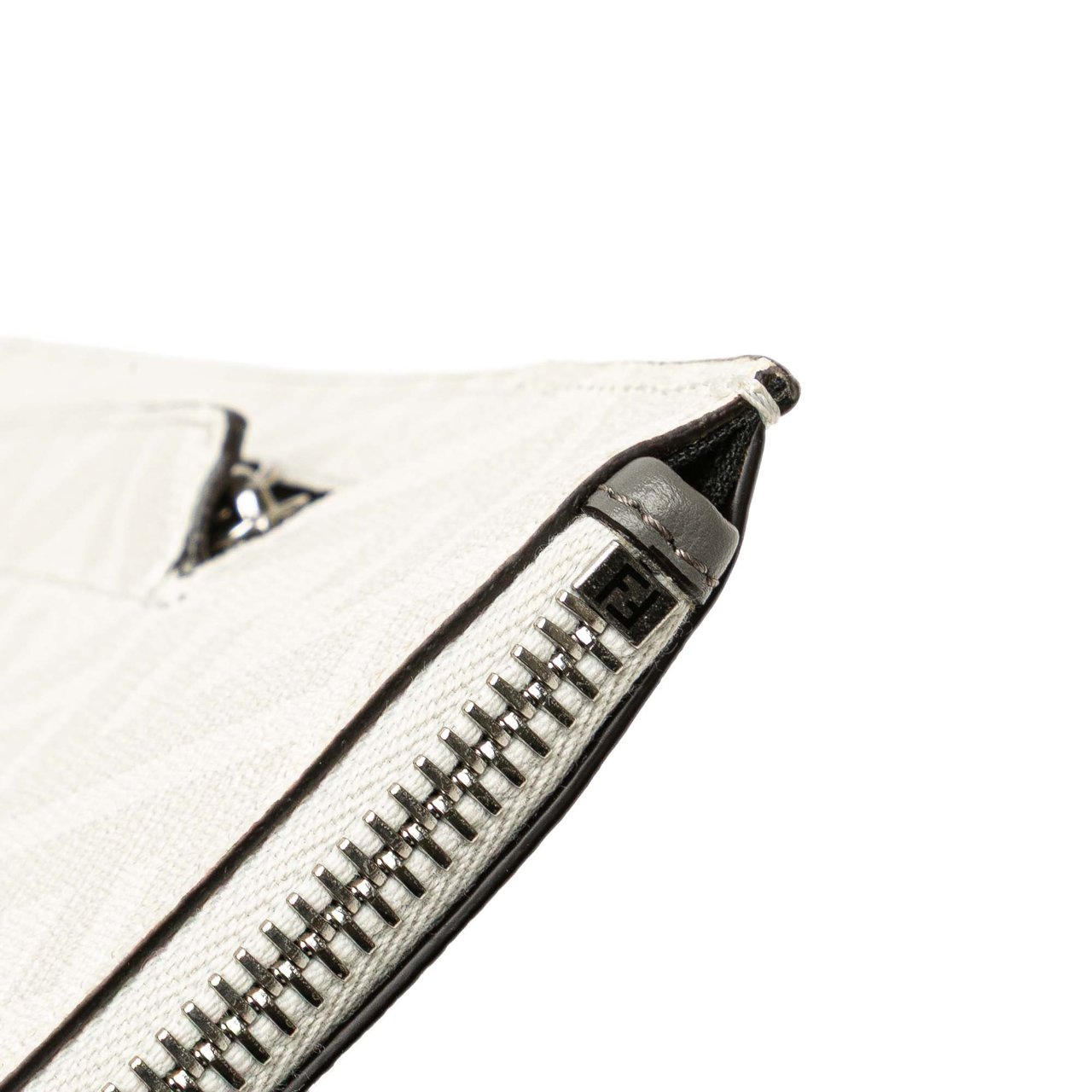 Fendi Zucca Coated Canvas FF 1974 Diagonal Vitello Liberty Clutch Wit