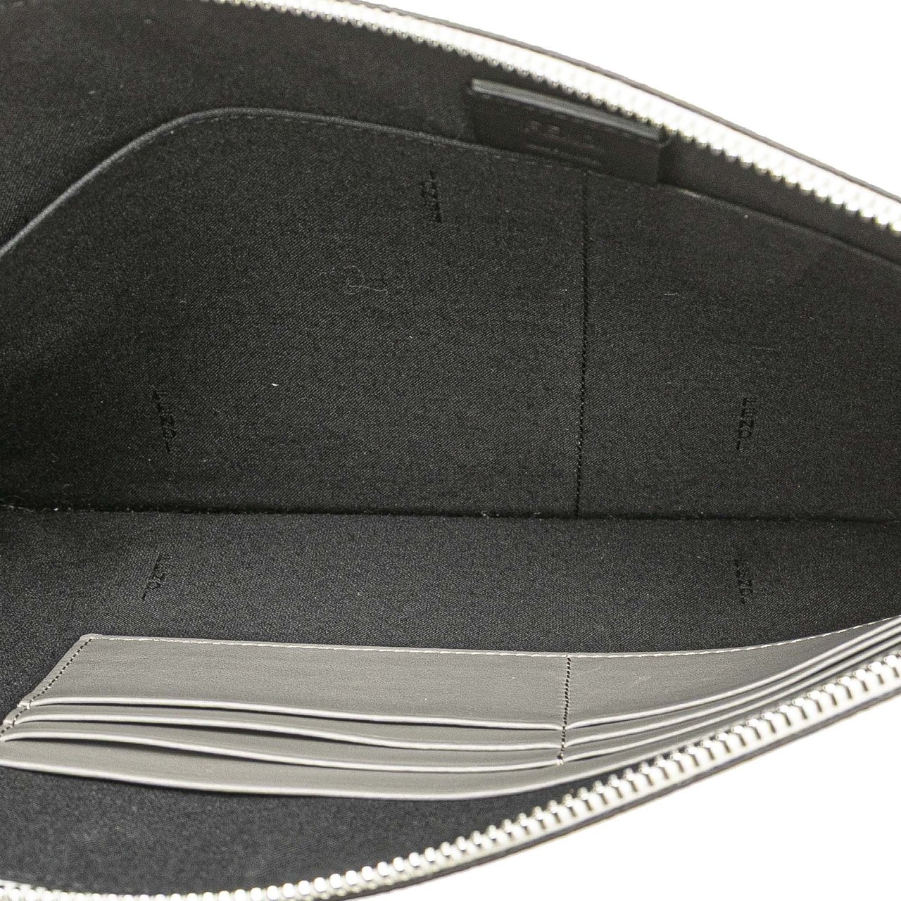 Fendi Zucca Coated Canvas FF 1974 Diagonal Vitello Liberty Clutch Wit