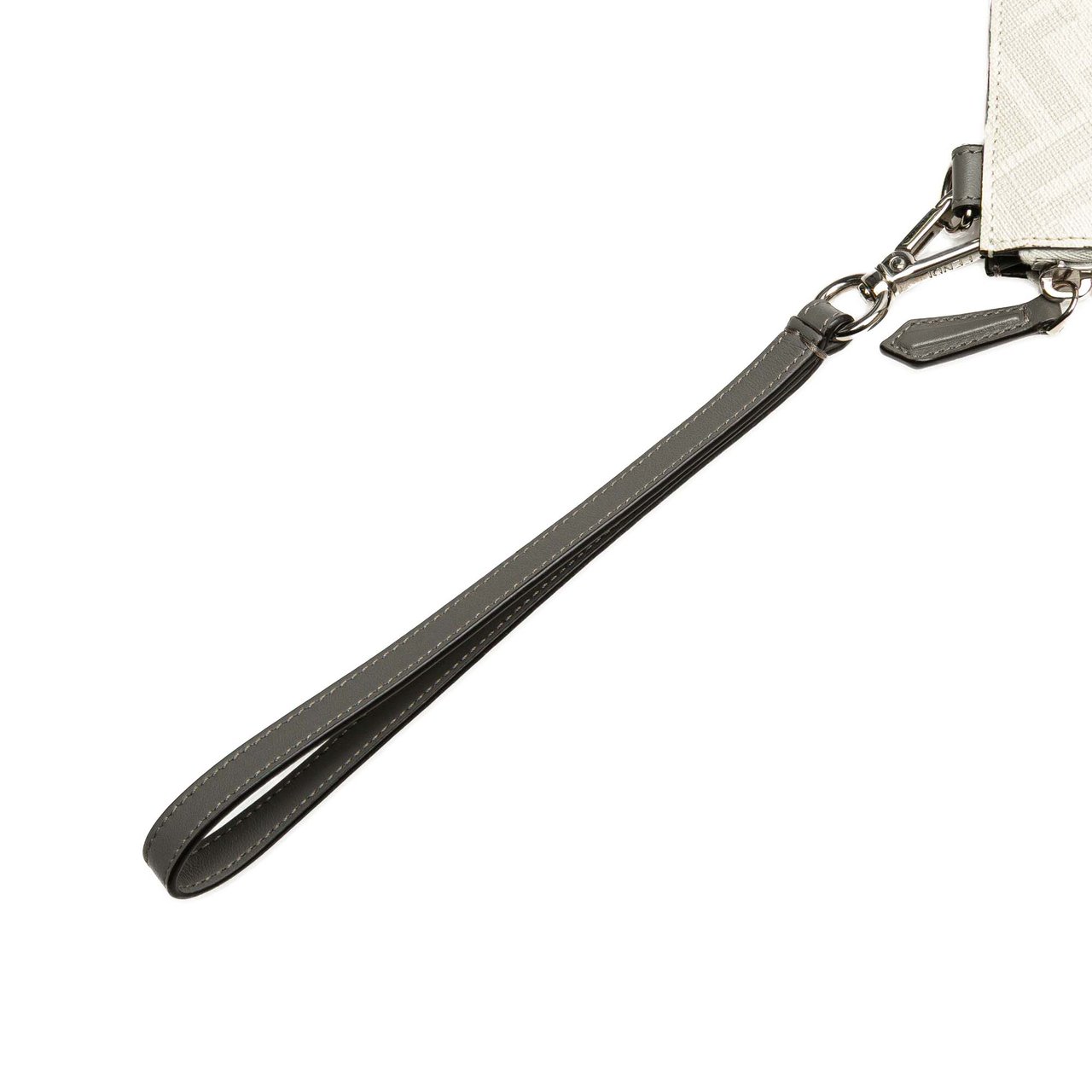 Fendi Zucca Coated Canvas FF 1974 Diagonal Vitello Liberty Clutch Wit