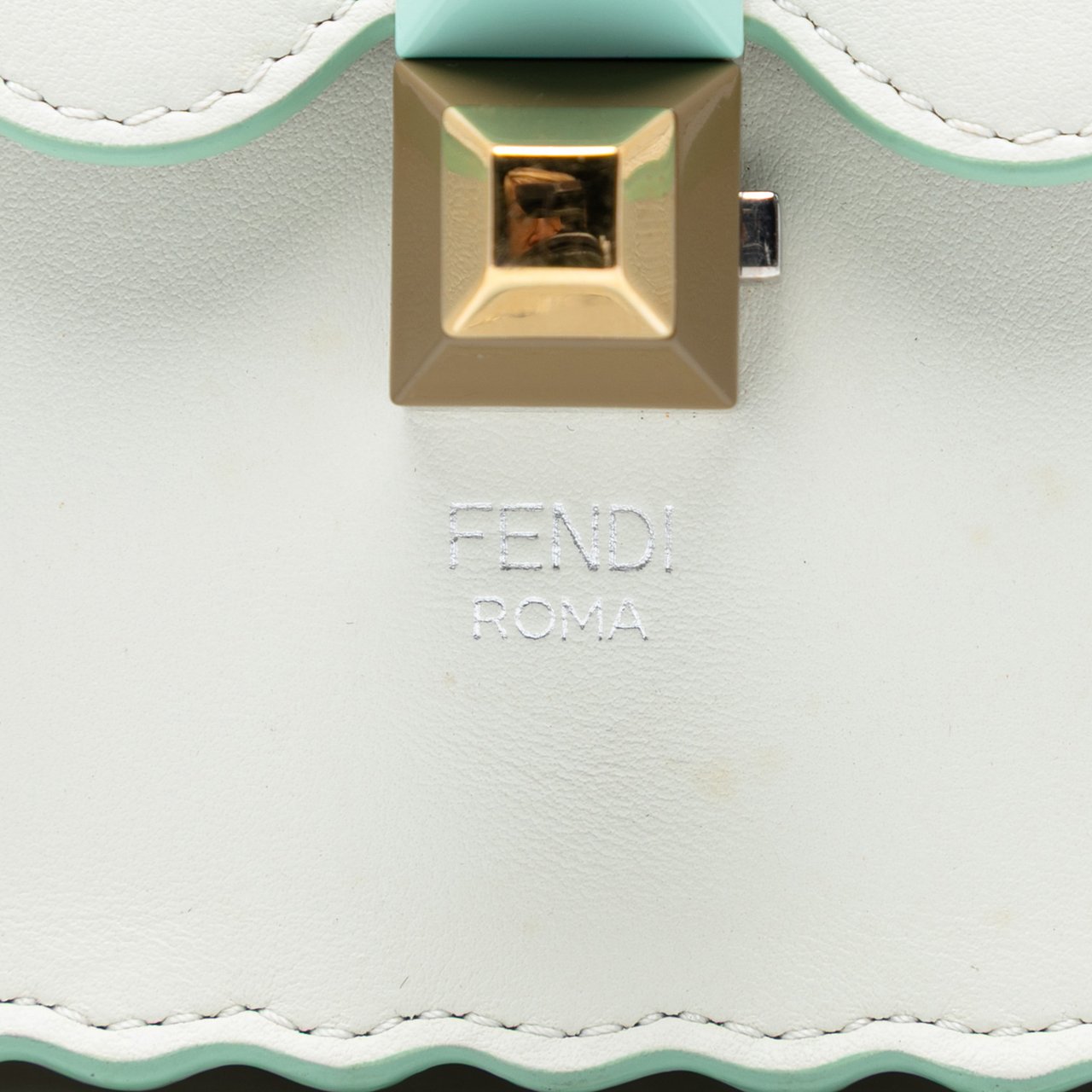 Fendi Medium Scalloped Leather Studded Kan I Satchel Wit