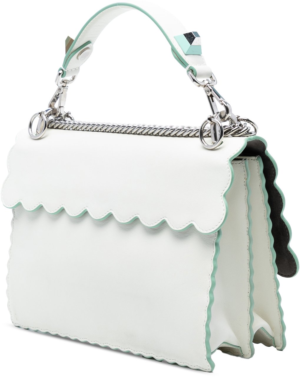 Fendi Medium Scalloped Leather Studded Kan I Satchel Wit