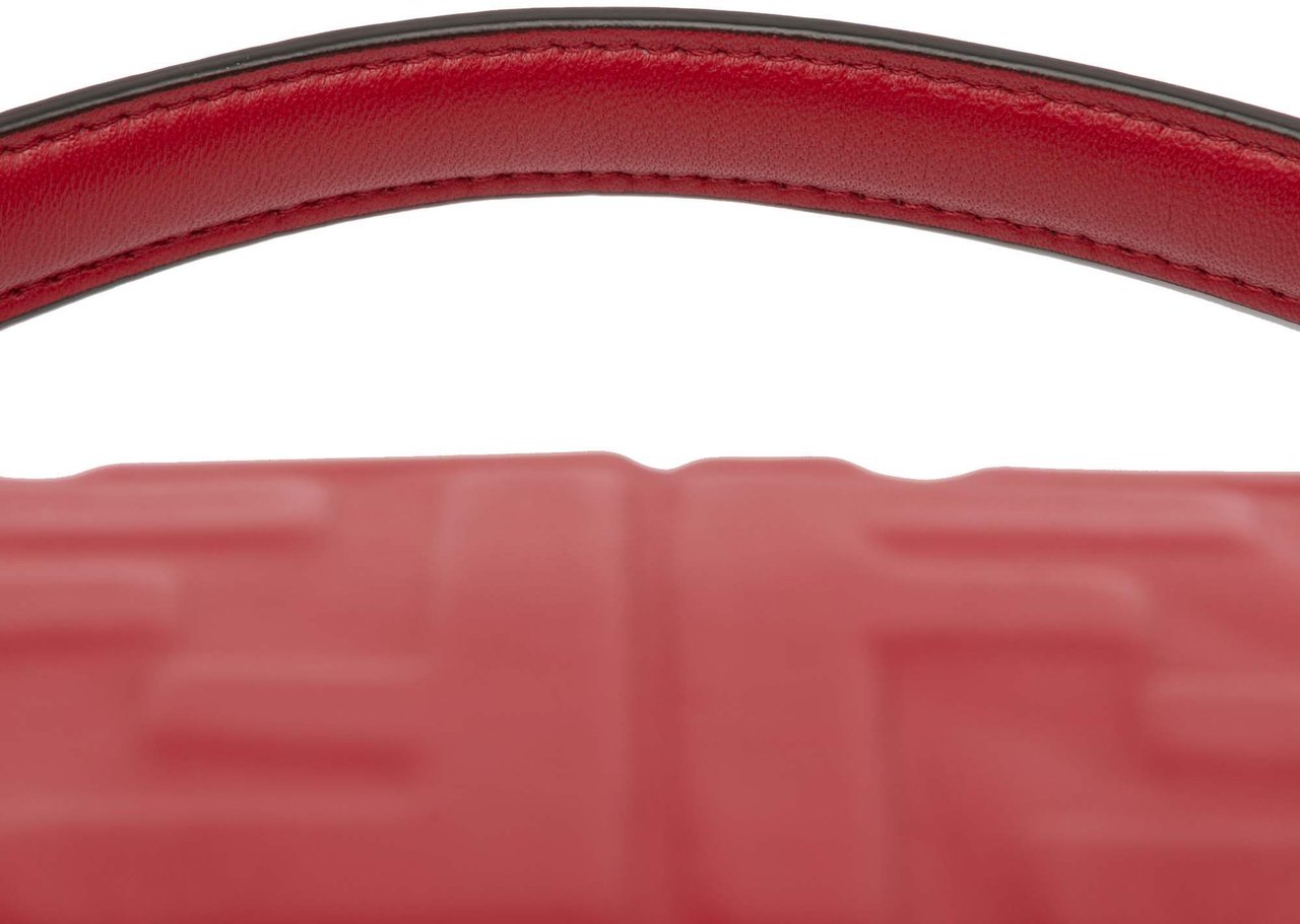 Fendi Zucca Embossed Leather Baguette Satchel Rood