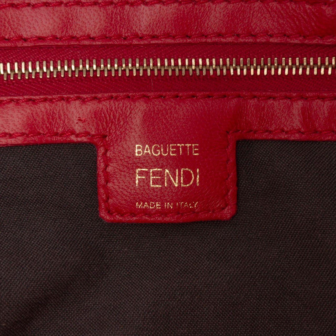 Fendi Zucca Embossed Leather Baguette Satchel Rood