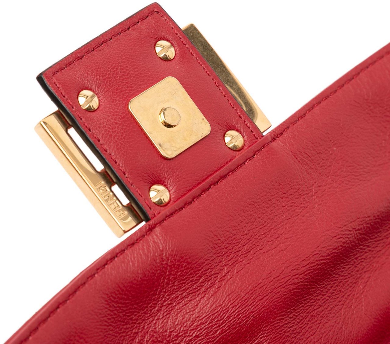 Fendi Zucca Embossed Leather Baguette Satchel Rood