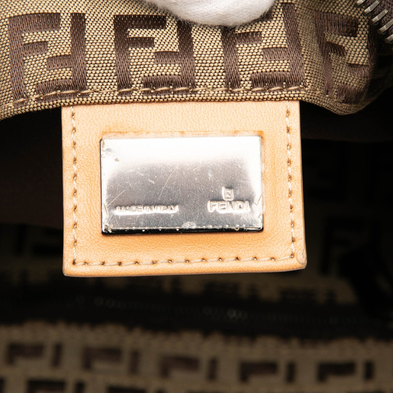 Fendi Zucchino Canvas Tote Bruin