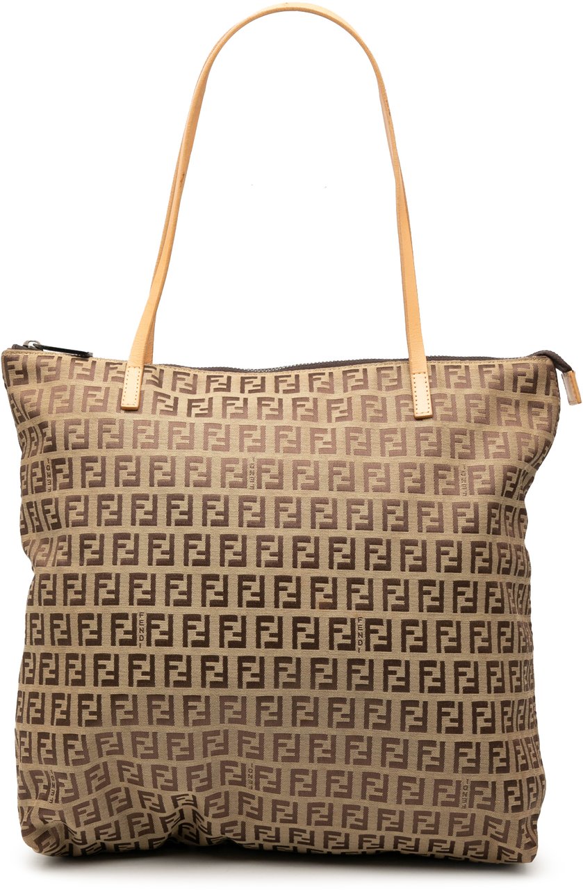 Fendi Zucchino Canvas Tote Bruin