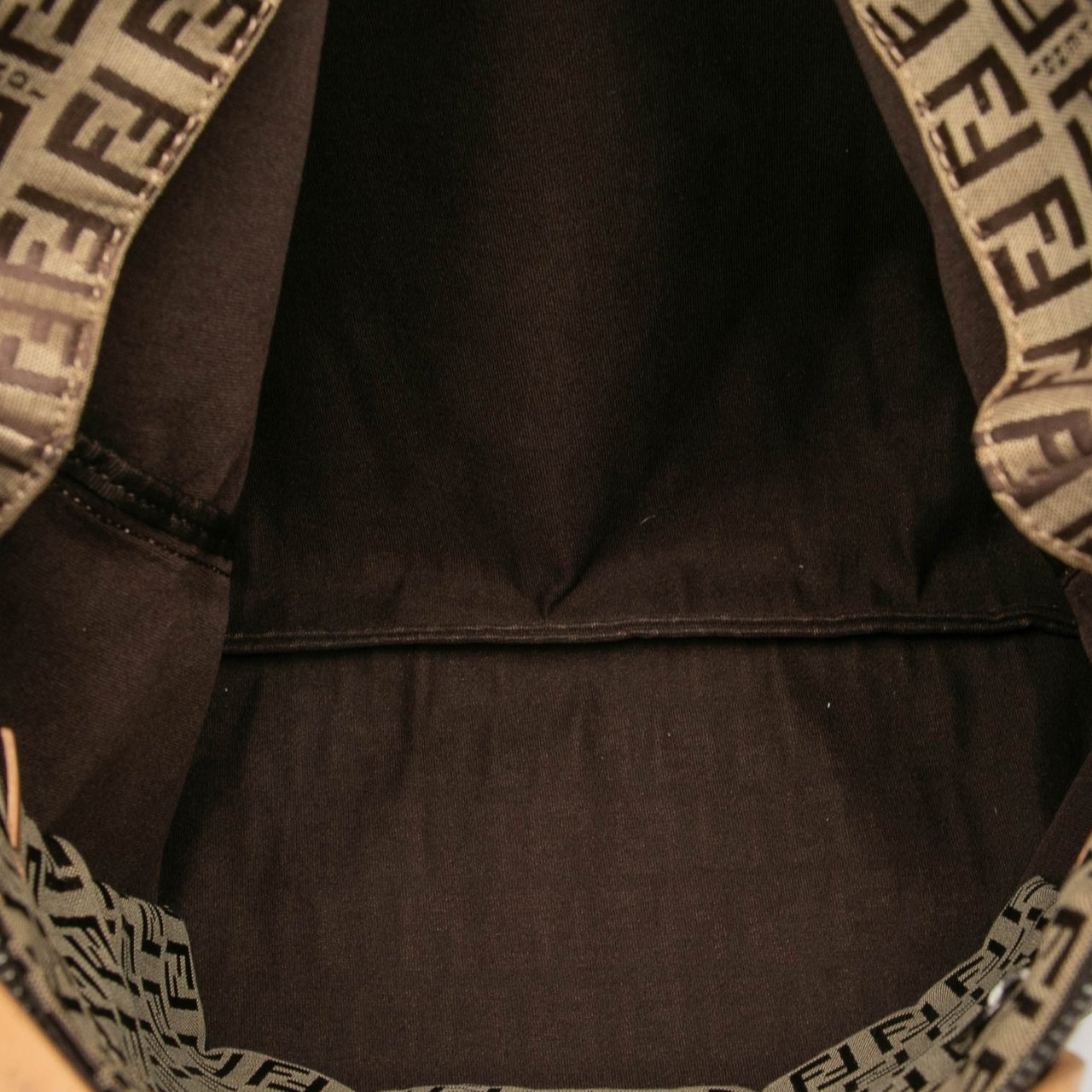 Fendi Zucchino Canvas Tote Bruin