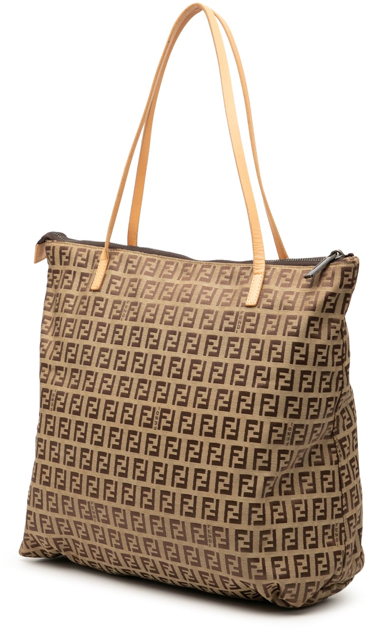 Fendi Zucchino Canvas Tote Bruin