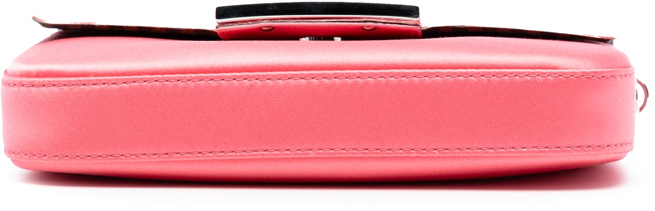 Fendi Satin Phone Pouch Baguette Satchel Roze
