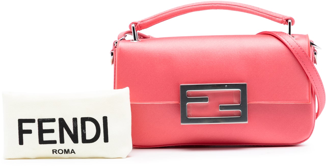 Fendi Satin Phone Pouch Baguette Satchel Roze