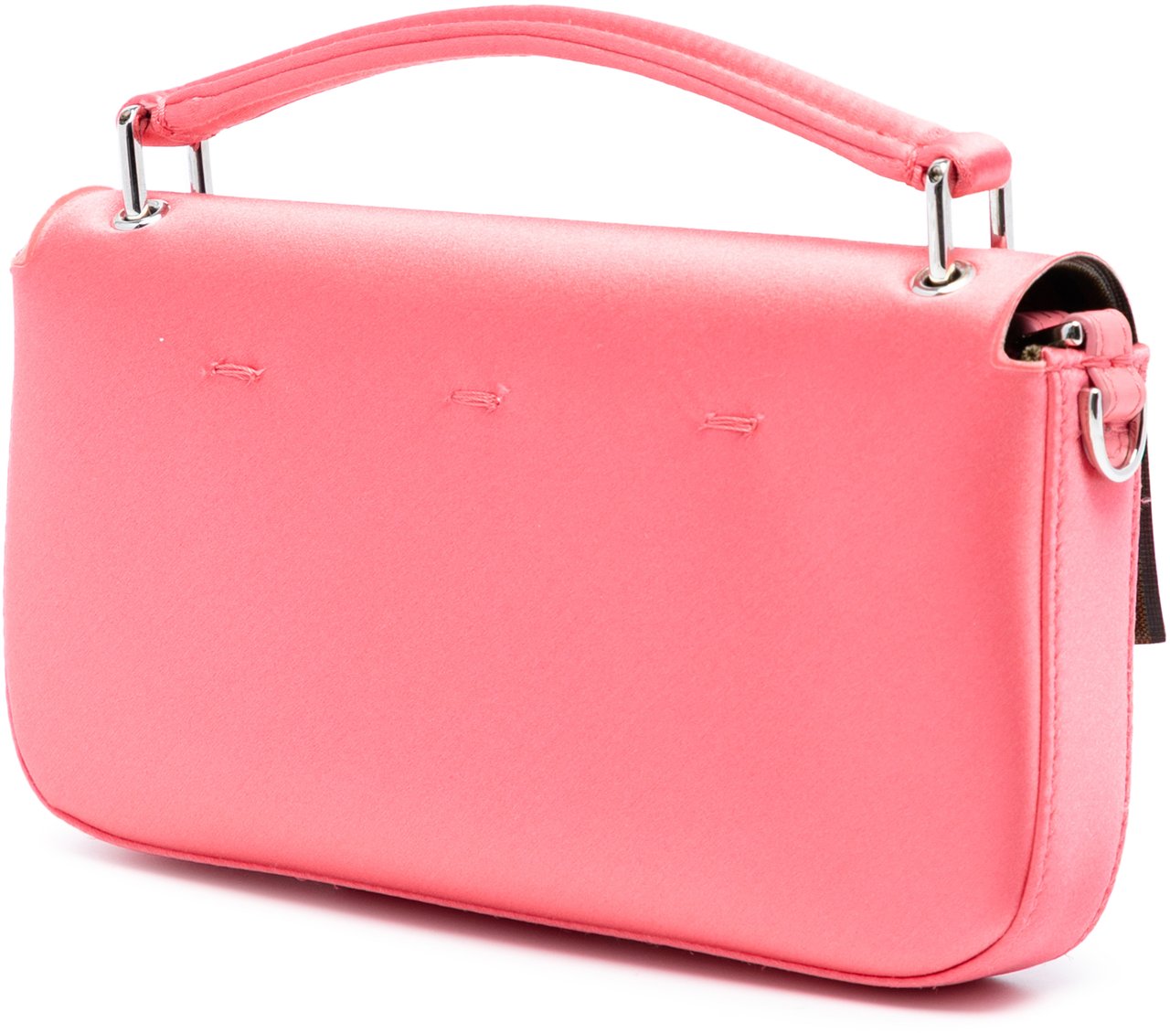 Fendi Satin Phone Pouch Baguette Satchel Roze