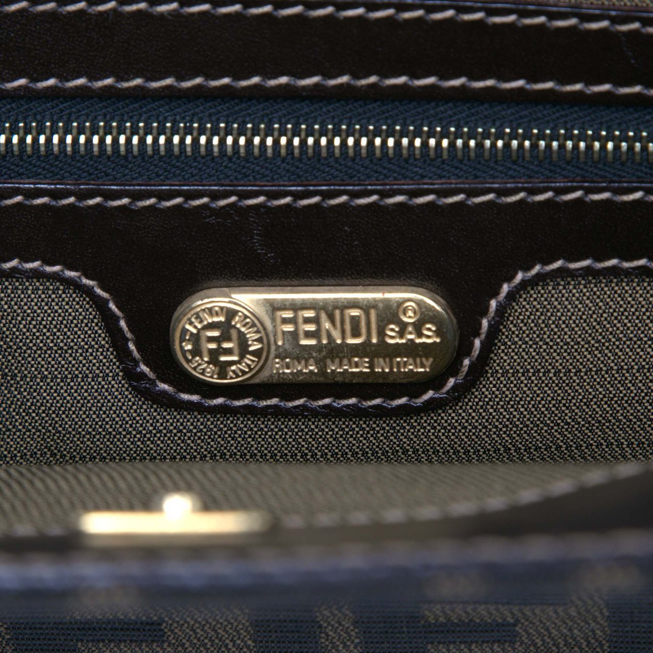 Fendi Zucca Canvas Twins Tote Bruin