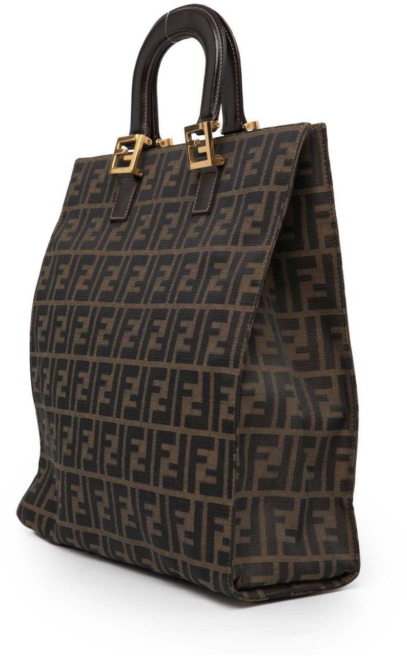 Fendi Zucca Canvas Twins Tote Bruin