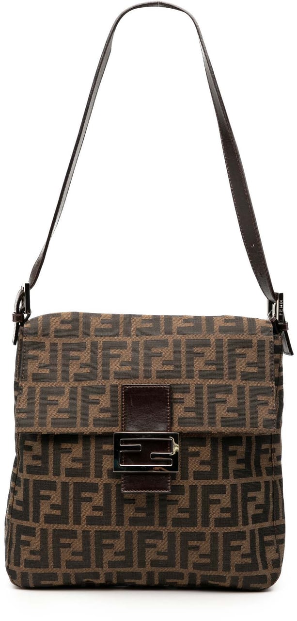 Fendi Zucca Canvas Shoulder Bag Bruin