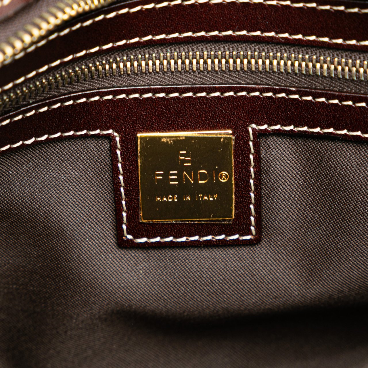 Fendi Zucchino Crystal Handbag Bruin