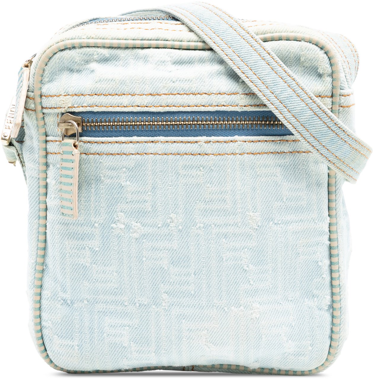 Fendi Zucca Denim Crossbody Blauw