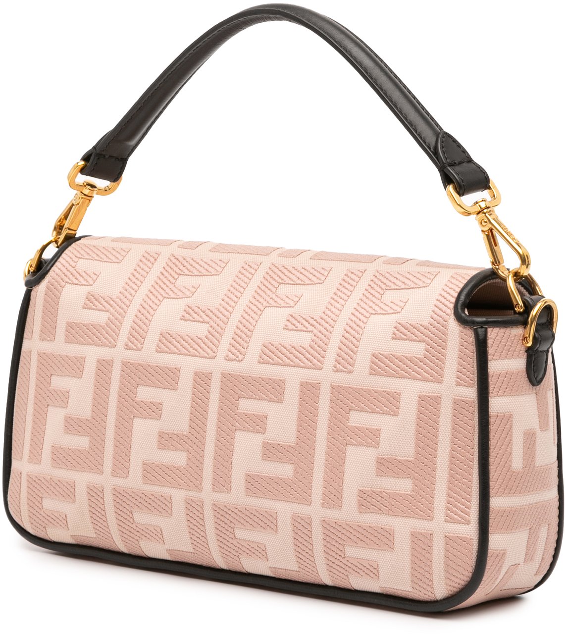 Fendi Zucca Embroidered Canvas Baguette Satchel Roze