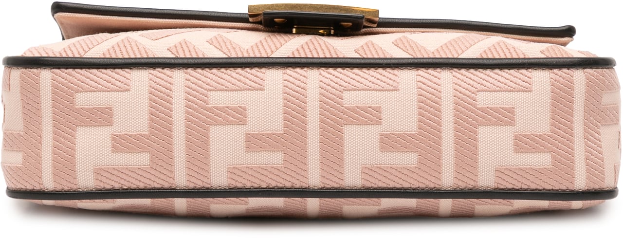 Fendi Zucca Embroidered Canvas Baguette Satchel Roze